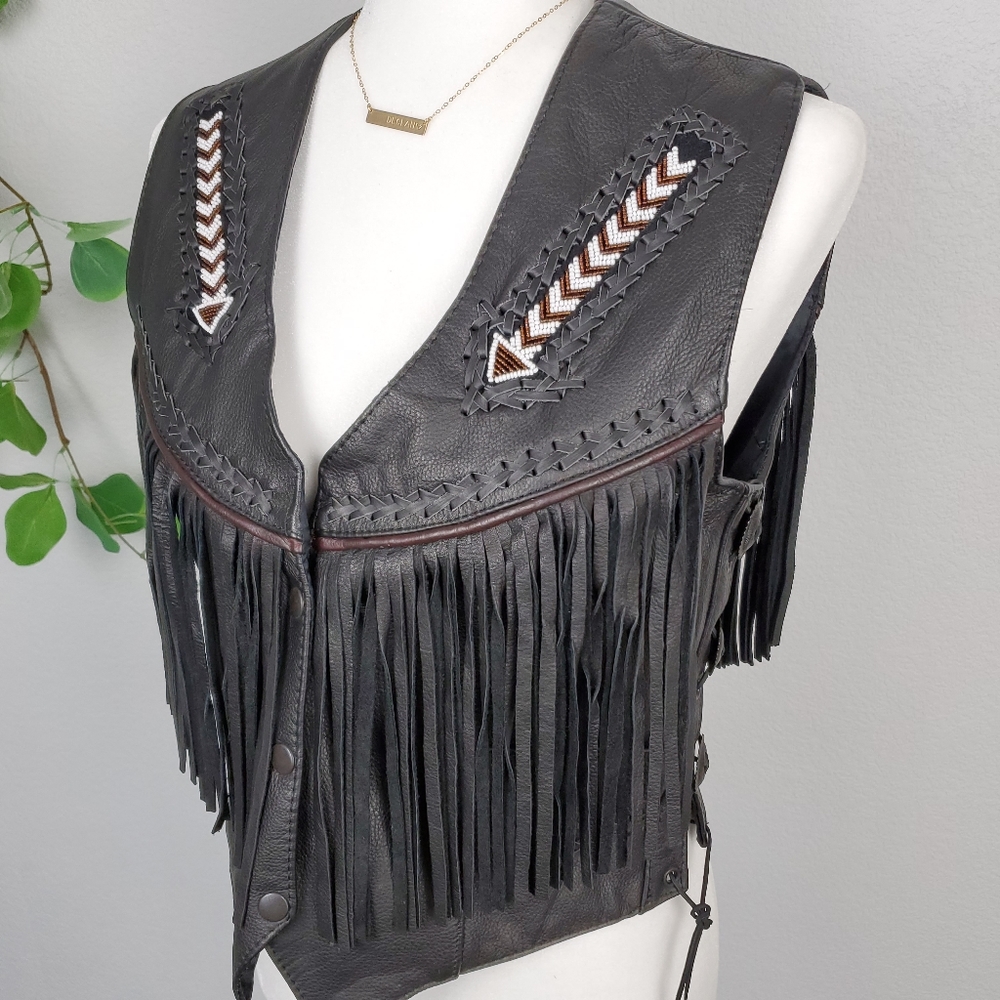 AMERICAN TOP Genuine Leather Fringe Vest
